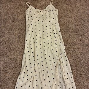 Old Navy Cream maxi dress with black polka dots cotton lined straps Women’s 2XL
